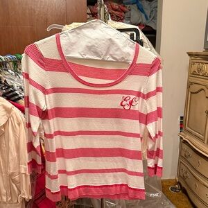 Escada Red and White Striped Top